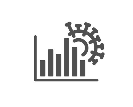 Coronavirus Statistics Icon. Covid-19 Confirmed Cases Graph Sign. Corona Virus Pandemic Symbol. Classic Flat Style. Quality Design Element. Simple Coronavirus Statistics Icon. Vector