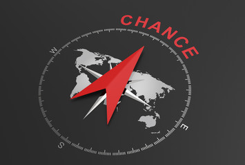 chance - compass direction shows north - 3D-rendering