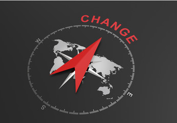 change - compass direction shows north - 3D-rendering