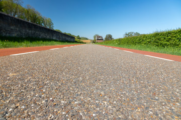 Low angle image from empty roads near the Dutch - Belgium border in Maastricht