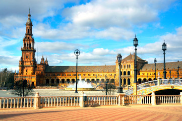 Fototapeta na wymiar Castle in the square of Spain Seville