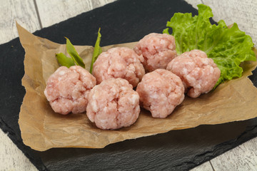 Homemade raw pork minced meatball for cooking