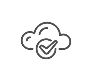 Approved cloud computing line icon. Internet data storage sign. File hosting technology symbol. Quality design element. Editable stroke. Linear style cloud computing icon. Vector