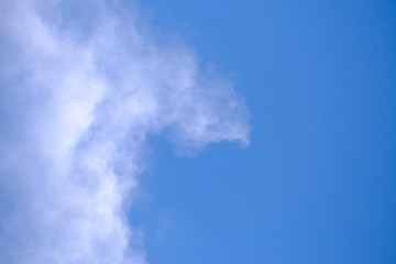 White fluffy clouds against blue sky in bright day,high view for background texture