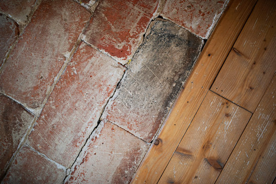 Fototapeta Podłoga, drewno i cegły