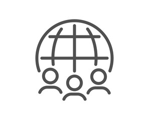 Global business line icon. International outsourcing group sign. Internet marketing symbol. Quality design element. Editable stroke. Linear style global business icon. Vector