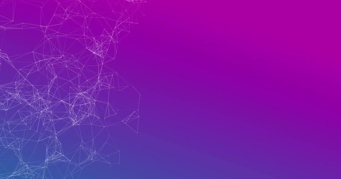 Plexus 3d animation with joint and point of conection. Abstract background of a network with polygonal connection. Inernet Data connection concept for abstract backdrop