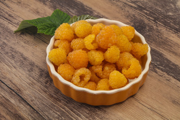 Sweet ripe tasty yellow raspberry