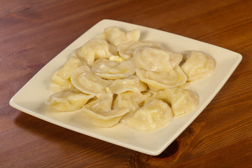 Homemade dumplings with mashed potato