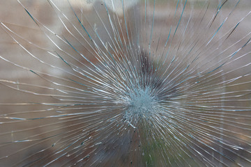 Broken old car glass