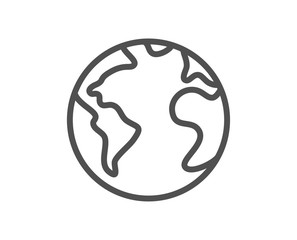World planet line icon. Web internet sign. Global marketing symbol. Quality design element. Editable stroke. Linear style world planet icon. Vector