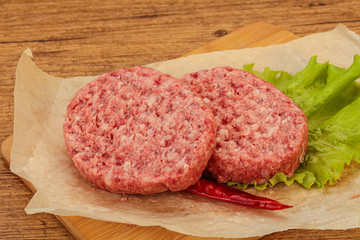 Raw beef cutlet for burger