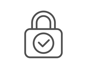 Security lock line icon. Cyber defence sign. Private protection symbol. Quality design element. Editable stroke. Linear style security lock icon. Vector