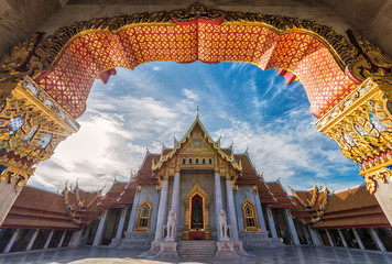 The Marble Temple, Wat Benchamabopitr Dusitvanaram Bangkok Thailand with Sunrise