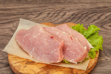 Raw pork steak for cooking