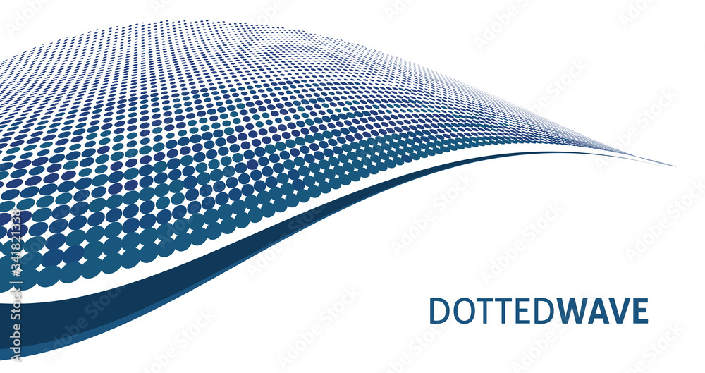 Poster dotted wave on white background. vector graphics