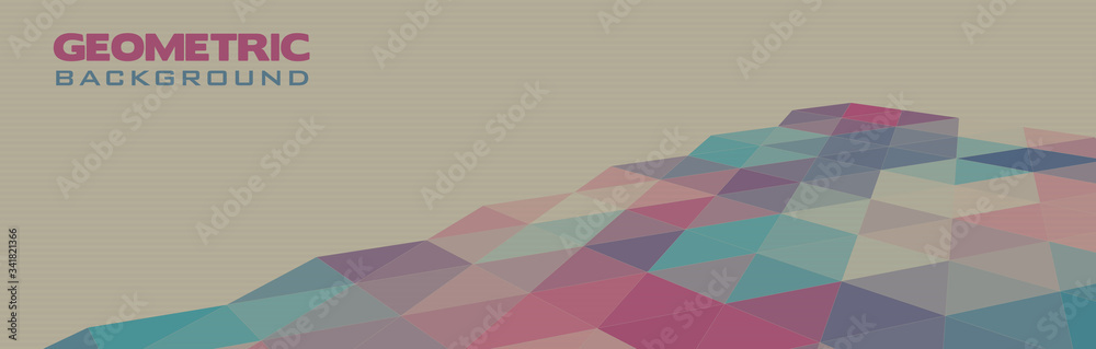 Poster triangular perspective surface on cardboard. cmyk colors