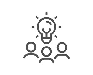 Business idea line icon. People group sign. Teamwork meeting symbol. Quality design element. Editable stroke. Linear style business idea icon. Vector