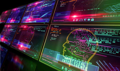 Fototapeta premium Artificial Intelligence on screen illustration