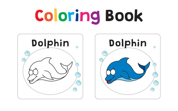 Coloring book with sea animals vector illustration