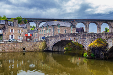 Fototapeta premium The picturesque medieval port of Dinan on the Rance Estuary, Brittany (Bretagne), France