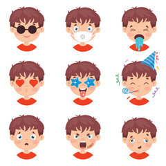 Set Of Different Expressions Of Kids