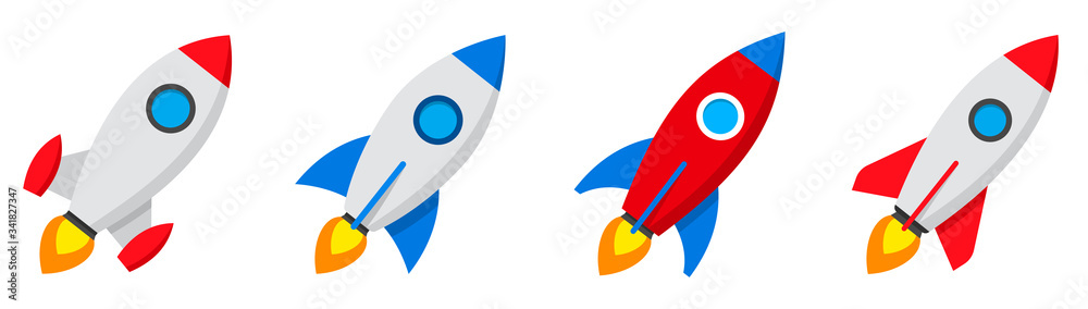 Wall mural rocket icons set. spaceship launch icon. vector