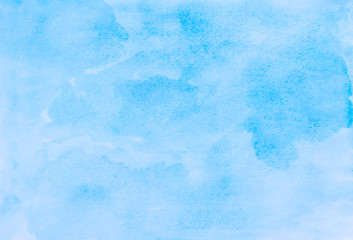 Watercolor illustration art abstract blue color texture background, clouds and sky pattern.