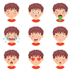 Set Of Different Expressions Of Kids