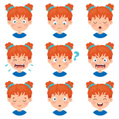 Set Of Different Expressions Of Kids