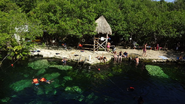 Senote is a cave where you can swim. It's a cenote Cristallino in Mexico.