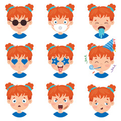 Set Of Different Expressions Of Kids