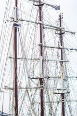 Detail of masts of the sail boat in Harlingen, Netherlands