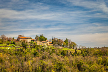 Settlement of ancient stone houses on Istria peninsula, Croatia, Europe..