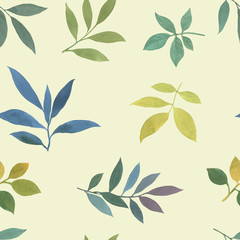 A pattern of herbs, branches and leaves for high resolution print. Watercolor seamless pattern. Ornament for print and packaging.
