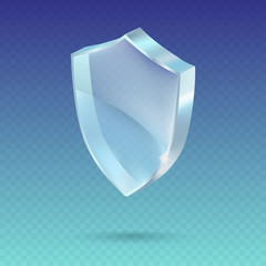 Realistic glossy guard shield isolated on transparent background. Premium vector.
