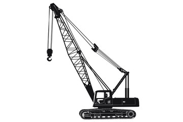 silhouette of mobile crane crawler heavy vehicles
