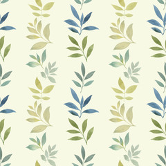 A pattern of herbs, branches and leaves for high resolution print. Watercolor seamless pattern, Ornament for print and packaging.