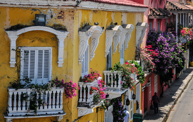 Cartagena balconies ,Colombia - obrazy, fototapety, plakaty