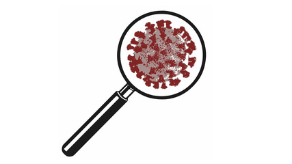 Coronavirus pandemic SARS 2019-ncov icon under magnifier. Image magnifying glass over Coronavirus disease 2019 (COVID-19). Illustration sign