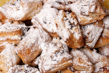 Traditional hungarian homemade lard puff pastry wraps with jam