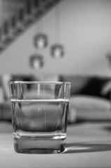 a glass of water on the table