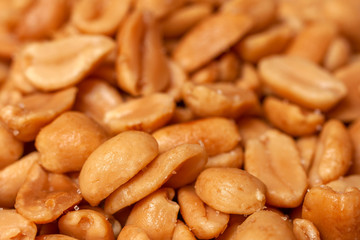 Close up shot of salted peanuts