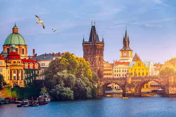 Charles Bridge, Old Town and Old Town Tower of Charles Bridge, Prague, Czech Republic. Prague old...