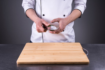 chef cuts cucumber in the restaurant kitchen6