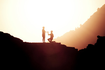 Wedding couple at sunset