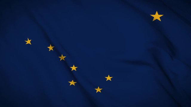 alaska flag is waving 3D animation. Alaska state flag waving in the wind.  flag seamless loop animation. 4K