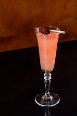 Classic daiquiri beverage favored with raspberry in fine presentable glassware best concept for casual dine in menu book photography.