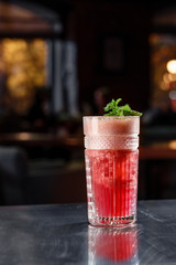 Traditional Mexican beverage refreshment in fancy glass. Picture best use for Mexican restaurant book menu concept.