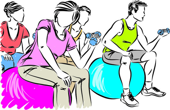 fitness group exercising vector illustration